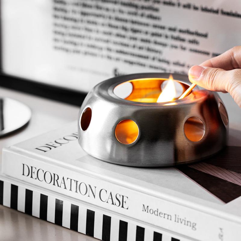 Stainless Steel Round Base Candle Heater Teapot Warmer for Coffee Milk Tea Cup Holder Home Kitchen Accessory