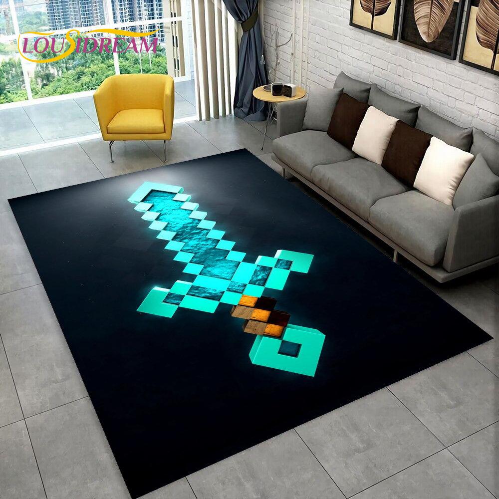 3D MC Sandbox Games Gamer Cartoon Area Rug,Carpet Rug for Living Room Bedroom Sofa Doormat Decoration,kids Non-slip Floor Mat