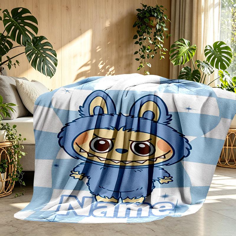 Custom Name Personalized Labubu Print Blanket, Home Decor, Bedroom, Sofa, Camping, Couch, Gifts for Birthday Christmas
