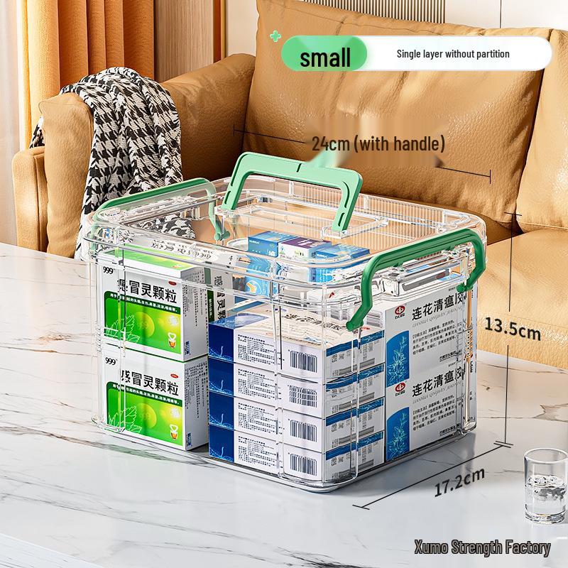 Family Pack Multi-layer Transparent Medicine Storage Box - Portable with Large Capacity