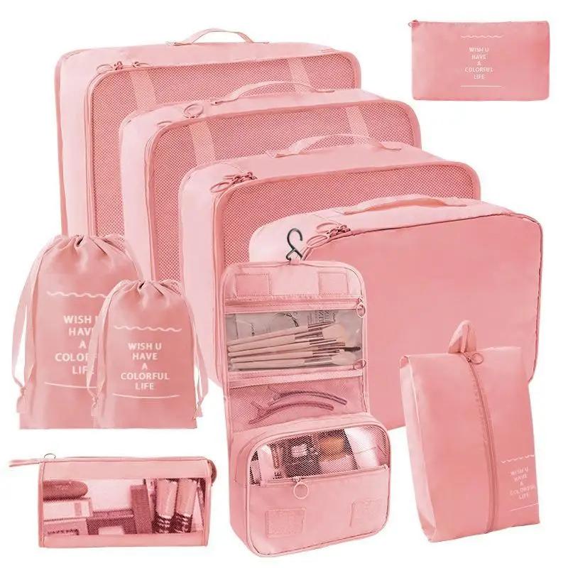 Travel 7/10 Pcs Set Organizer Suitcase Packing Cubes Set Cases Portable Luggage Clothes Shoe Tidy Pouch Folding Storage Bags