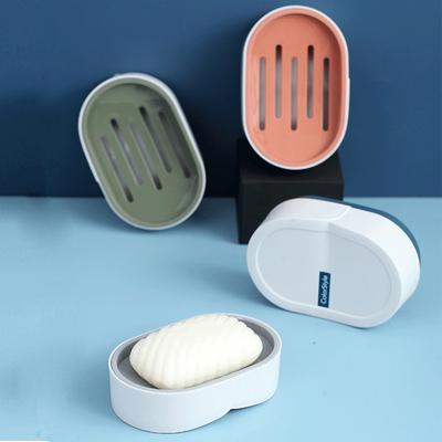 Boîte à savon drainante couverte Salle de bain Porte-savon non perforant Porte-savon fait main Plateau à savon drainant