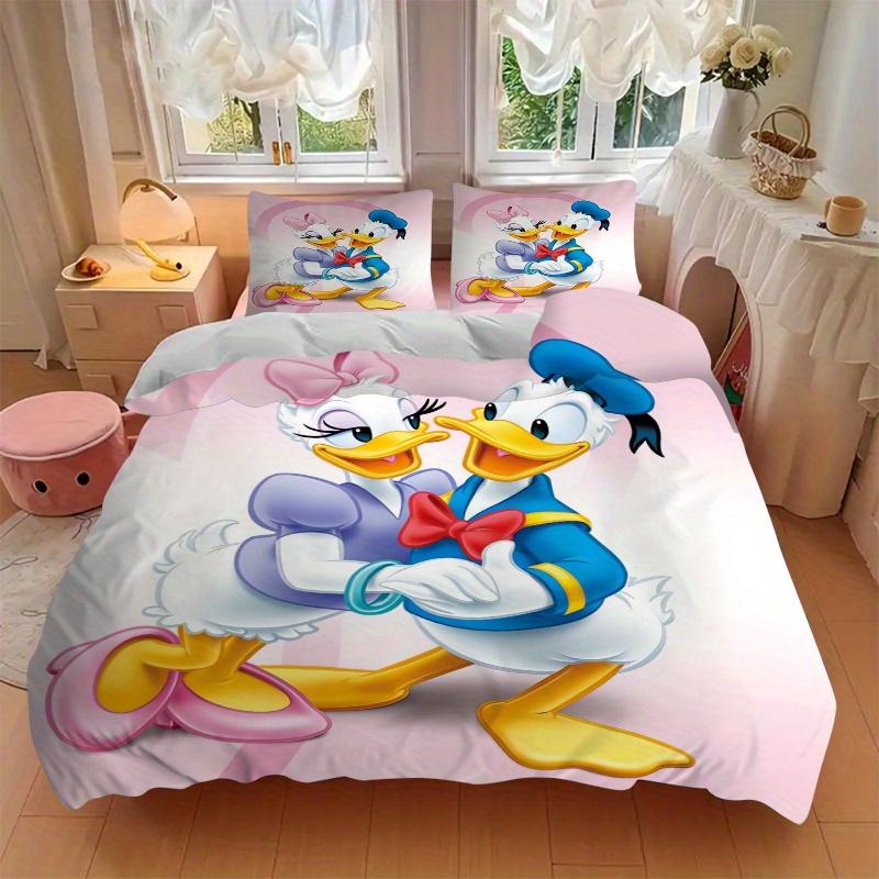 3pcs Donald Duck & Daisy Duck Couples Bedding Set Includes Quilt Cover and Pillowcases, Suitable for All Seasons S043
