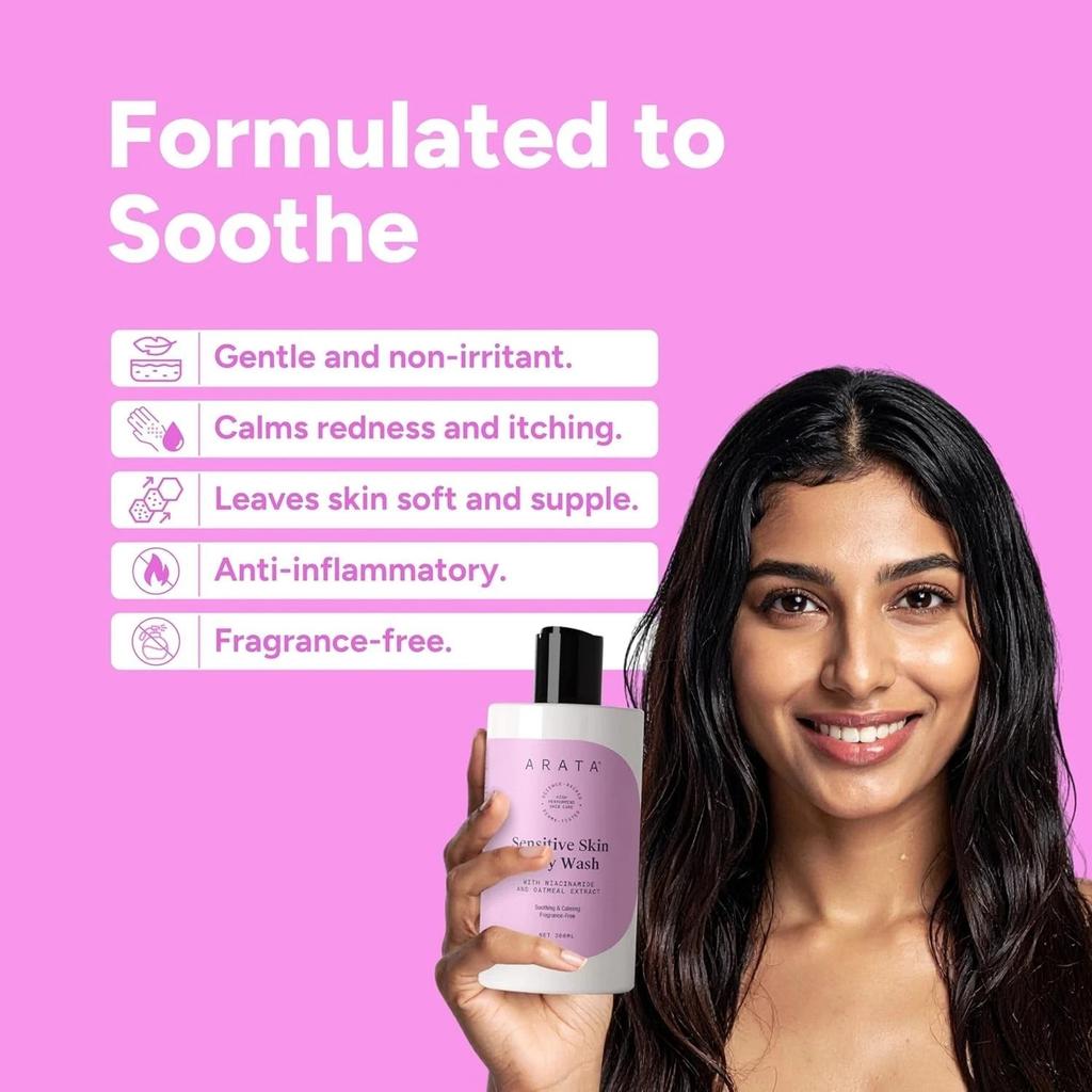 Arata Sensitive Skin Body Wash with Niacinamide & Aloe Vera - 300ml