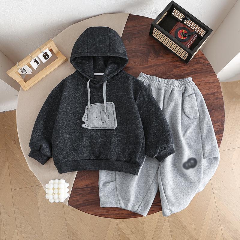 New Spring/Autumn Kids' Loose Hooded Sweatshirt Set - Korean Style for Boys