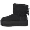 Cow Split Leather Solid Thick Sole Short Snow Boots Women Snow Boots Black 1158267-BLK