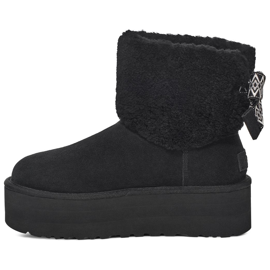 UGG Cow Split Leather Solid Thick Sole Short Snow Boots Women snow boots Black 1158267-BLK 12970₽