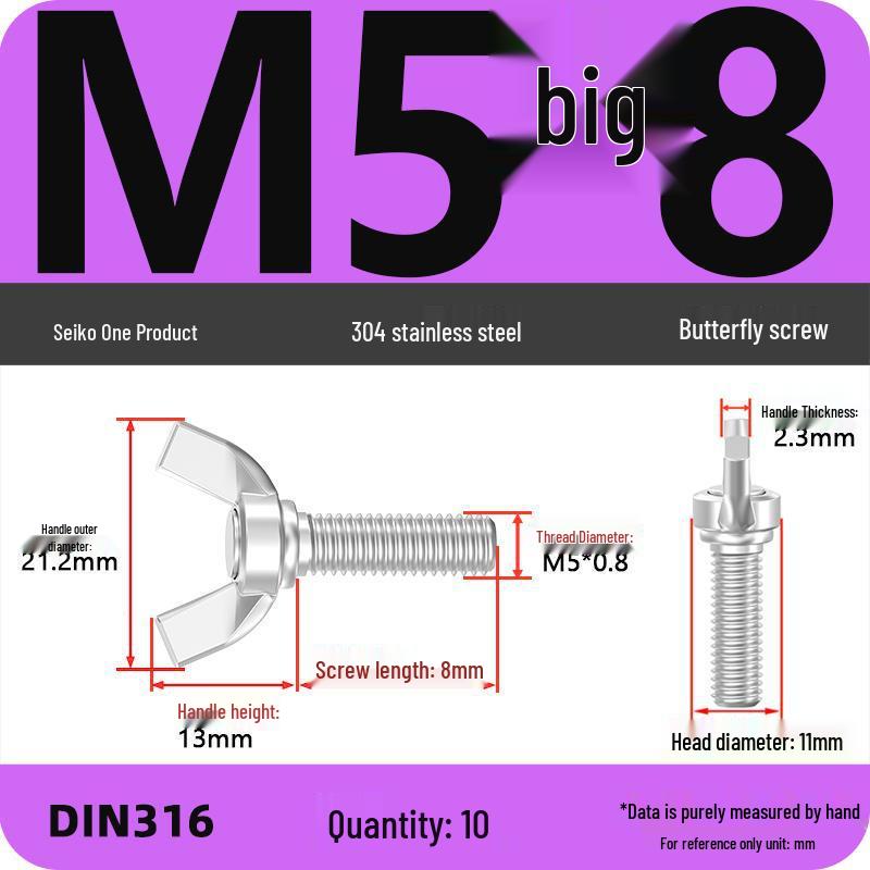 304 Stainless Steel Hand-Tightening Butterfly Weld Screws - Ram Horn M4 M5 M6 M8