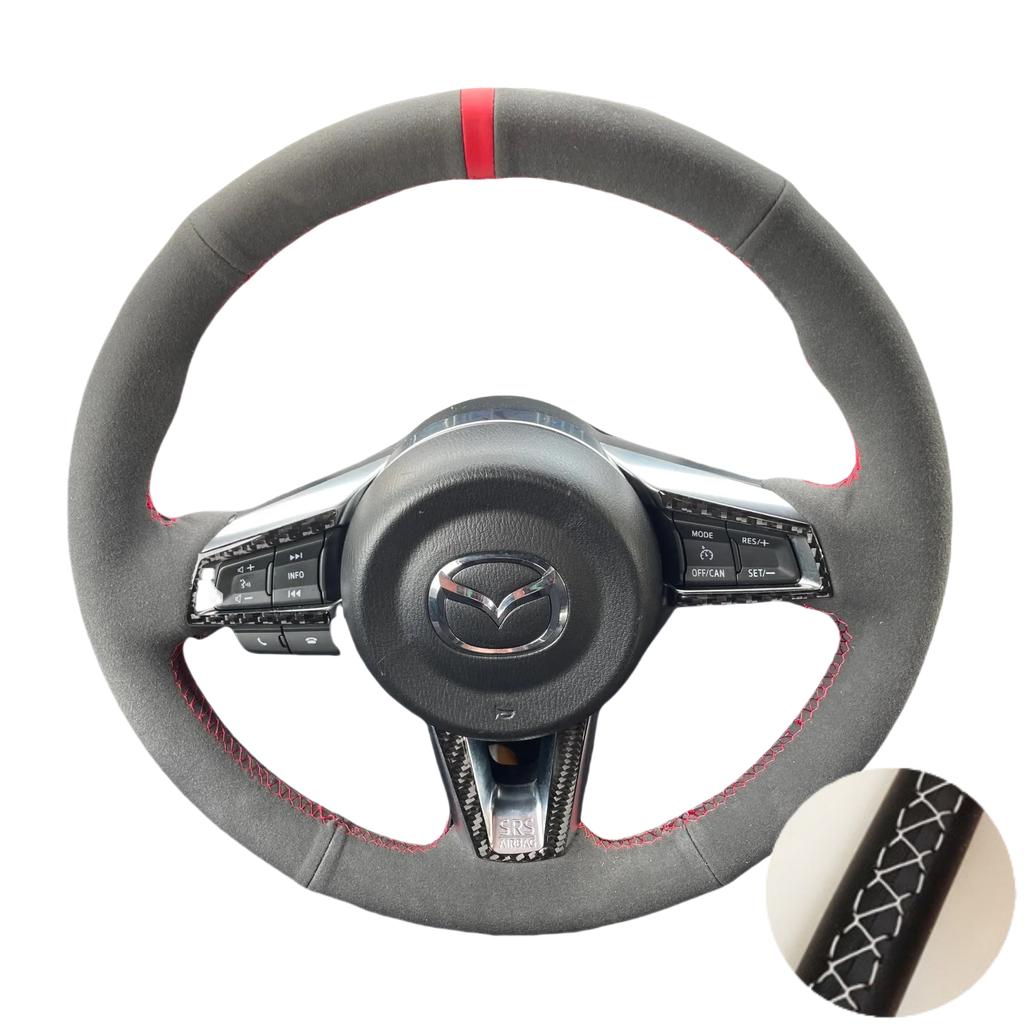 Hand Stitched Suede Leather Car Steering Wheel Cover For Mazda MX-5 MX5 2016-2020 Custom DIY Auto Steering Wheel Case