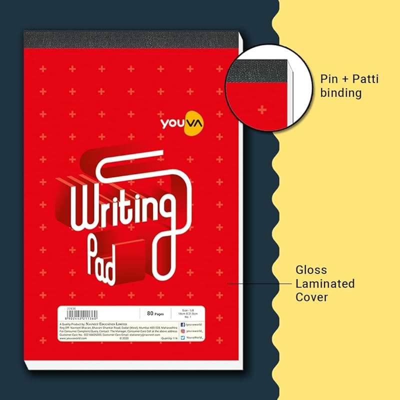 

Youva Navneet Patti Bound | Writing Pad | 14X21.5 Cm | Single Line | 80 Pages | Pack Of 12
