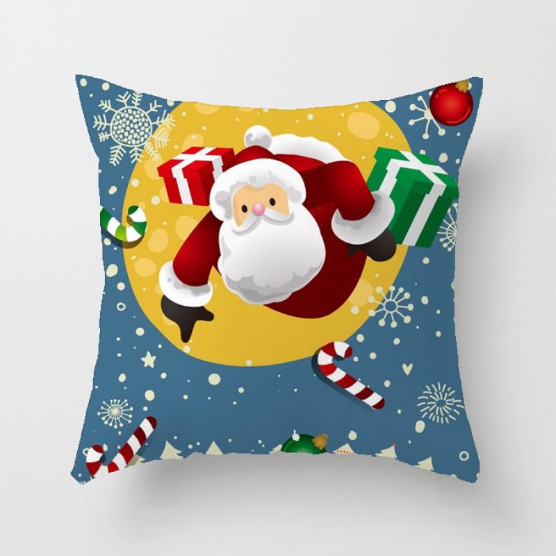 Christmas Cartoon Hand-Drawn Decorative Pillow Cover 45x45cm Living Room Car Holiday Home Decor