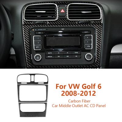 For Volkswagen VW Golf 6 2008-2012 Carbon Fiber Car Middle Outlet AC CD Adjustment Decorative Sticker Auto Interior Accesorios