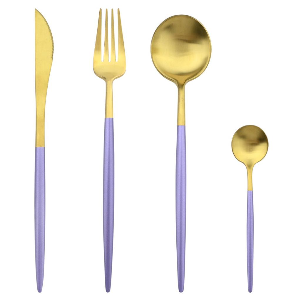 4Pcs/Set Matte Gold Dinnerware 18/10 Stainless Steel Cutlery Set Knife Fork Coffee Spoon Tableware Kitchen Silverware Flatware