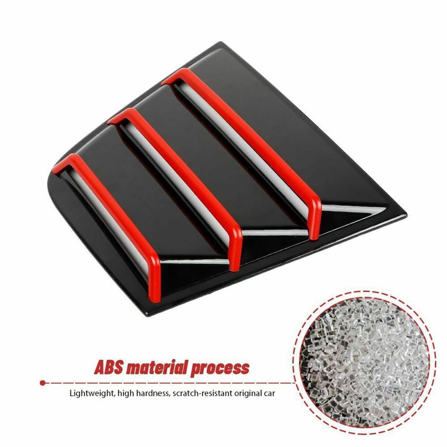 Black+Red Rear Side Window Shutter Louver Cover Trim For Dodge Charger 2011-2021