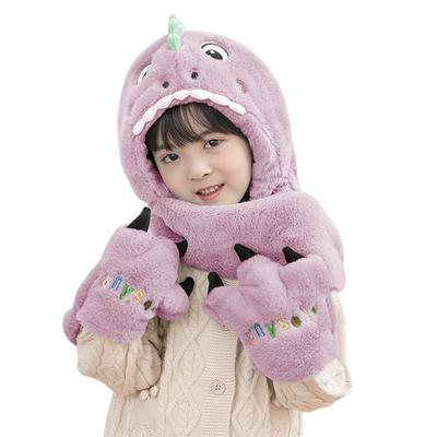 Chapéu Kigurumi de Dinossauro Fofo com Capuz e Chapéu de Animal com Garra Grosso e Fofo À Prova de Vento e Quente Perfeito para Neve Nova ao Ar Livre e Presentes de Natal