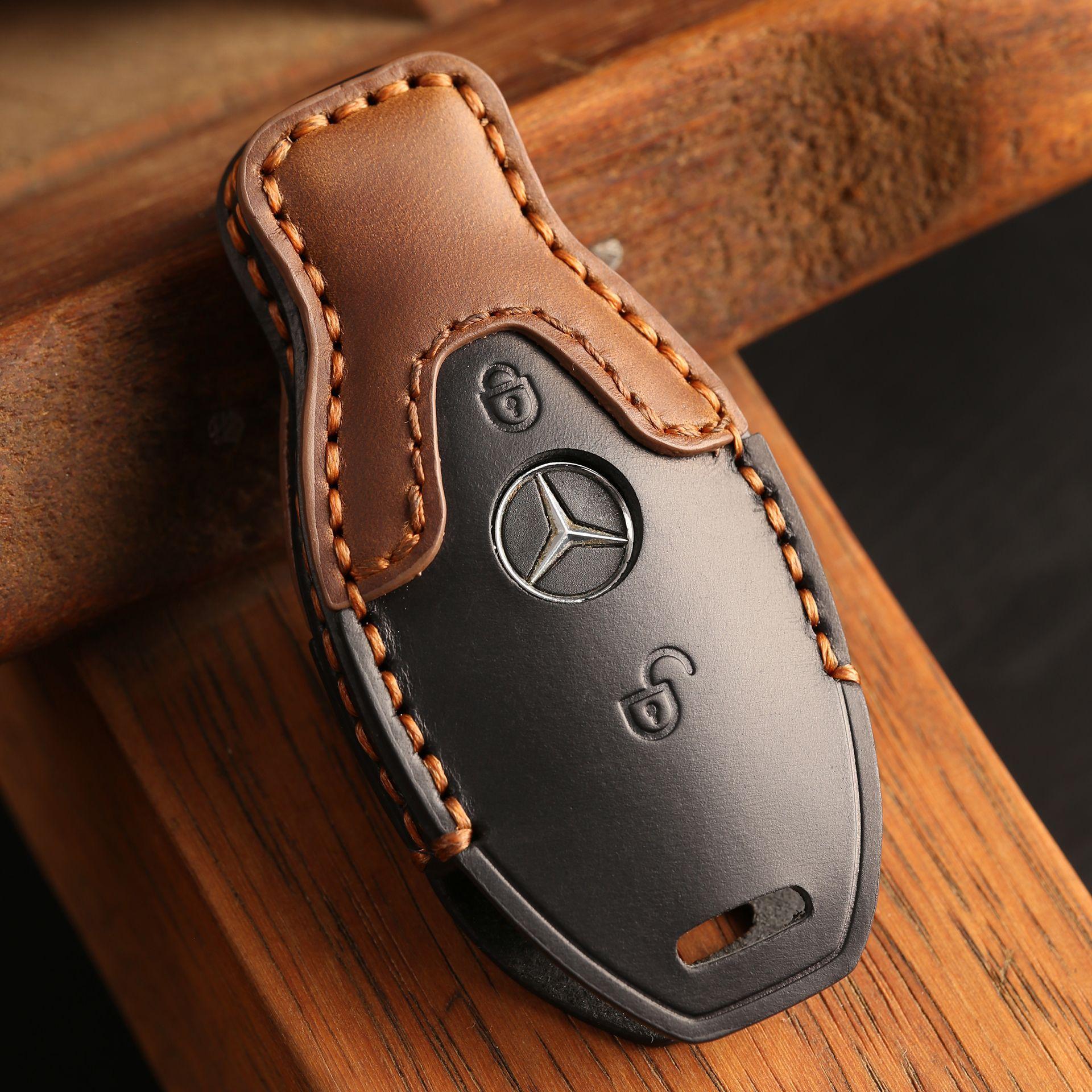 

Customized for old Mercedes-Benz key cover C180L leather GLC260 car E300L bag S320L buckle high-end чёрный