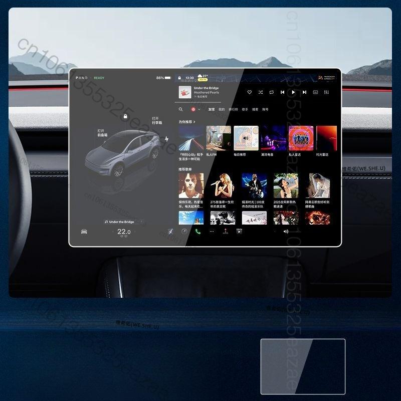 For Tesla Model 3 Highland Y Juniper 2026 5sets Car Navigation Screen Protector Center Control Screen Glass Film Tempered Glass