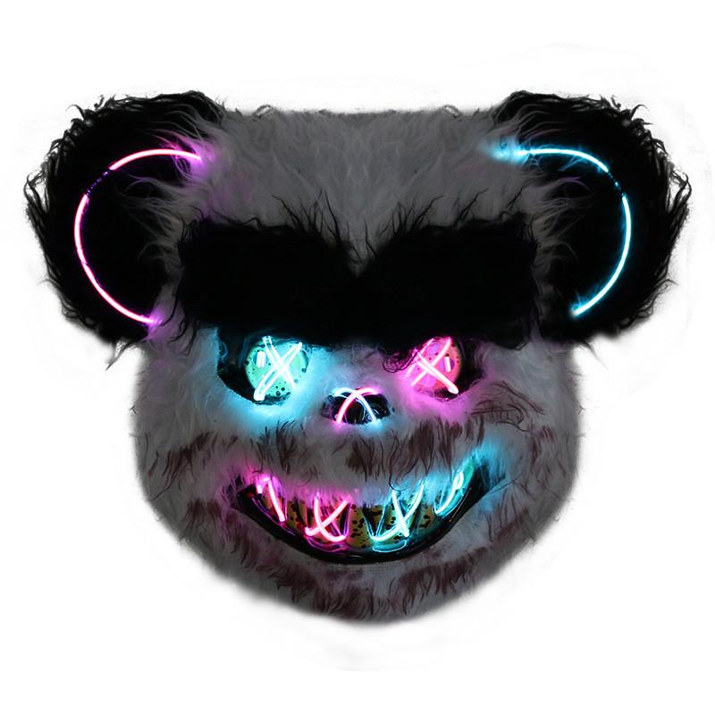 Kolorowa świecąca maska królika na imprezy halloweenowe i występy teatralne. Idealna na zabawy i wydarzenia świąteczne.