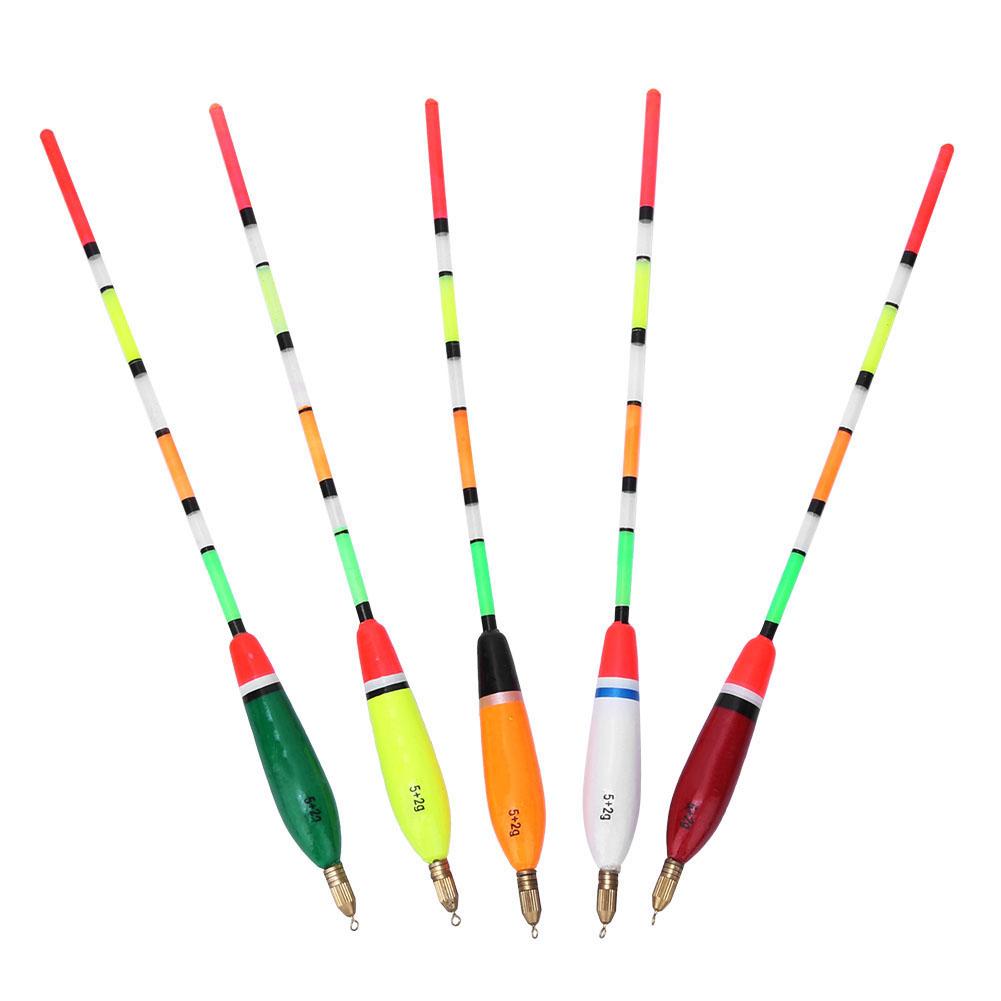 5PCS Multiple Color Balsa Wood Fishing Float Bobber Bite Indicator Angling Equipment(5+2g )