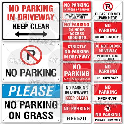 NO PARKING Metal Sign Tow Away Zone Active Driveway 24 Hour Access Do Not Block FIRE EXIT Private Driveway Metal Plaque