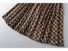 Women's High Waist Slimming A-line Brown Plaid Midi Skirt - 2025 Autumn/Winter Collection