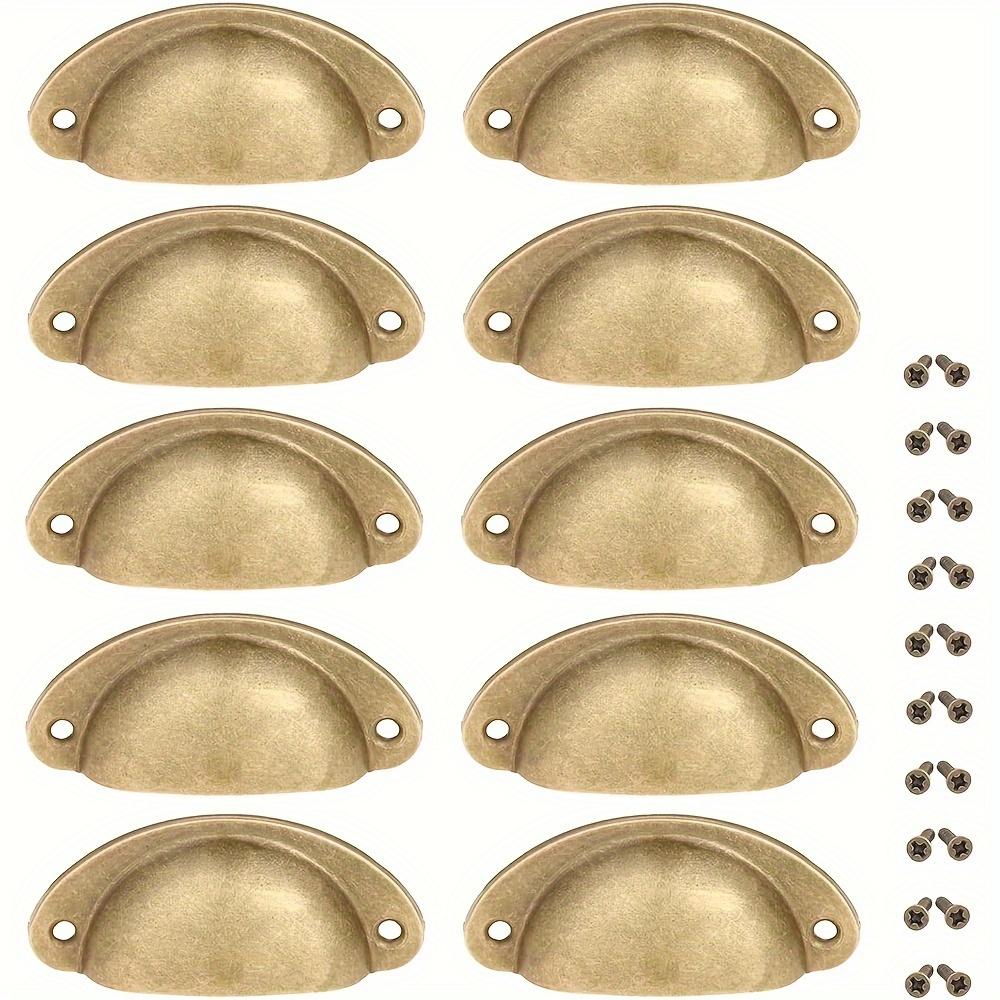 

10/20/50 шт., старинные латунные ручки для ящиков, старинные латунные ручки для шкафа, винтажные ручки для чашек, ручки для шкафов, гардеробов (Двойное отверстие с винтами)