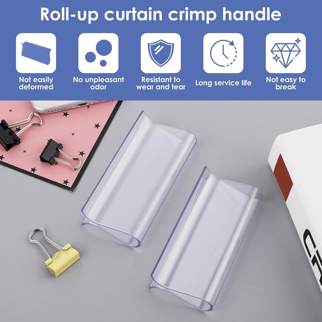 2PCS Shade Pulls for Roller Shades, Plastic Roller Hem Grip Pull Down Shades Blinds for Windows Home Car Rolling Curtain Accessories (Clear)