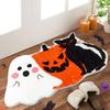 Halloween Badematte Teppich-Kürbis Schwarze Katze Geist Badematte TPR-Rücken Rutschfest Saugfähig Maschinenwaschbar Duschteppich Fußmatte