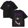 Hunter x Hunter Shizuku Murasaki Phantom Troupe Pavouk Vintage Kyselý Wash Oboustranný Grafický Oversized Černé Tričko | Anime Fan Streetwear Merch Tričko