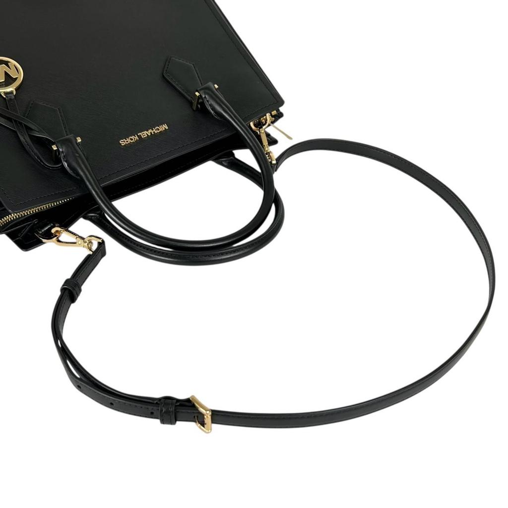 Michael Kors Satchel Shoulder Bag Handbag Leather Black Women 35T0GWXS3L Used