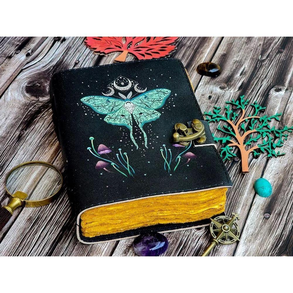 Δερμάτινο ημερολόγιο Μάγος ξορκιών Γάτα Βιβλίο Κενό Σημειωματάριο Βιβλίο Σκιών Wiccan