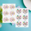Yousheng 6Pcs Happy Birthday Thank You Sticker Set Cute Party Decals for Gift Wrapping Cards Kindergarten Crafts Colorful Birthday Stickers for