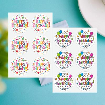 6Pcs Happy Birthday Thank You Sticker Set Cute Party Decals for