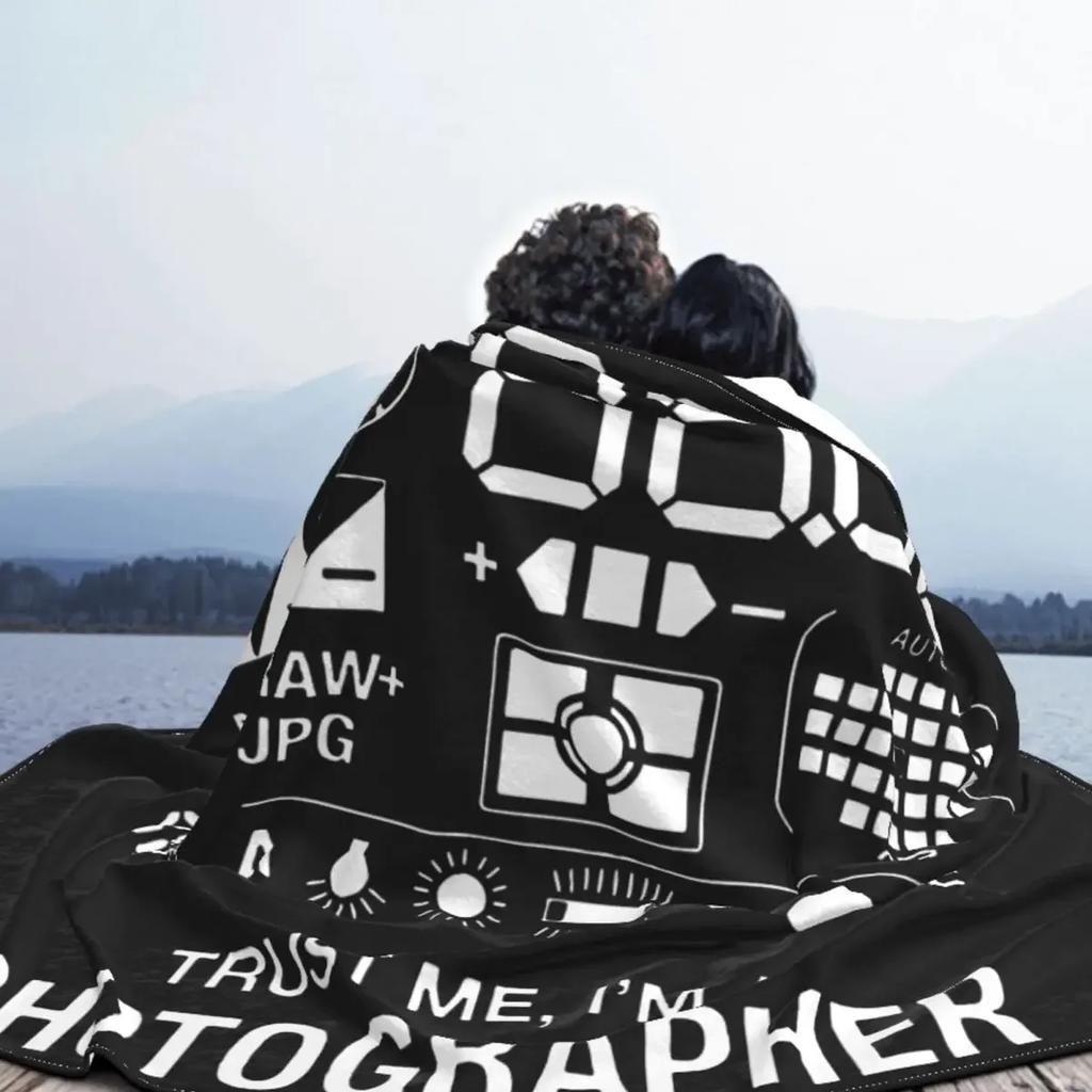 Photographer Camera Knitted Blanket Photography Gift Present Fleece Throw Blanket Home Couch Decoration Lightweight Bedspreads