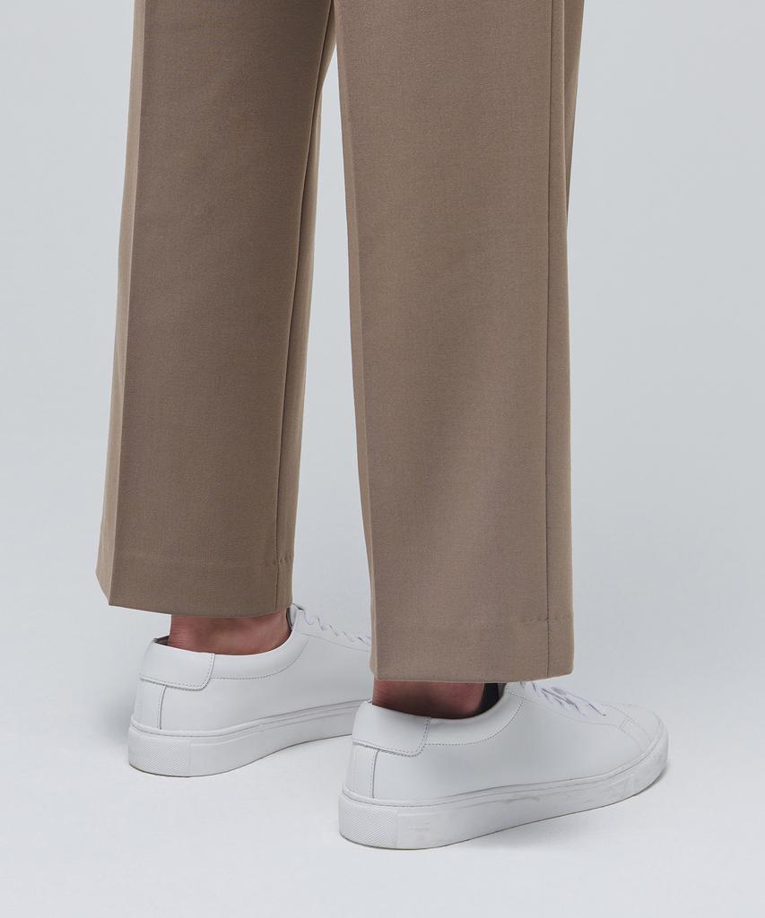 Musinsa Standard Lightweight Wide Hidden Banding Crop Slacks [Dusty Beige]