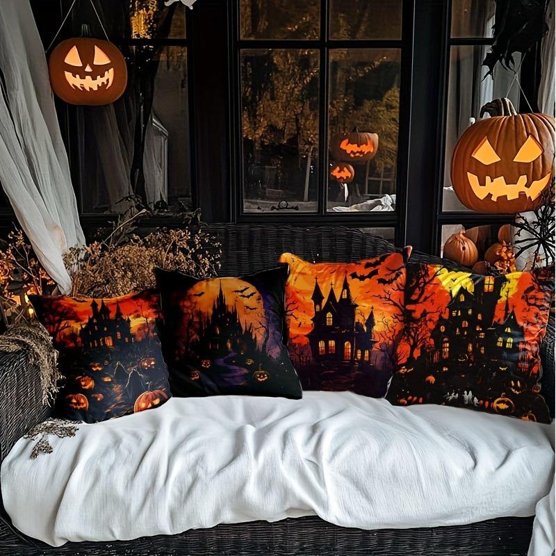 Spooky Halloween Castle-Printed Pillowcases: Create Haunted Vibes! Sofa Cushion Cover Holiday Party Decoration Gift