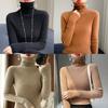 Korean Style Turtleneck Knit Sweater For Women With Ribbed Design For Casual Wear