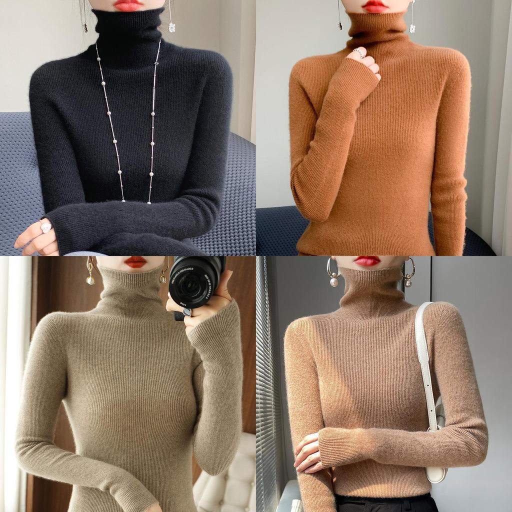 Korean Style Turtleneck Knit Sweater For Women With Ribbed Design For Casual Wear