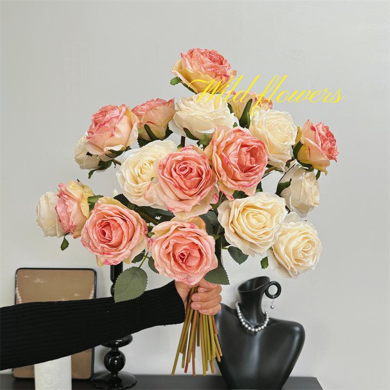 Fringed Rose Artificial Flowers, Silk Flowers, Rose Hand Bouquets, Artificial Flower Materials, Home Decoration, Wedding Shooting Props