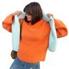 Fauler Stil Rundhals Faux Nerz Pullover Damen Frühling Herbst Locker Gestricktes Oberteil Premium Langarm Pullover