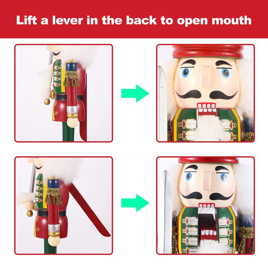 Christmas Nutcracker Ornament 12 inch Traditional Painted Wooden Nutcracker Soldier Doll Nutcracker Figures Holiday Party Tabletop Christmas