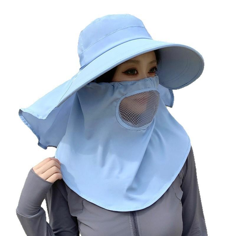 New Summer Outdoor Cycling Tea Picking Breathable Neck Protection Shawl Hat Full Face Sunscreen Hat Big Edge Sun Hat