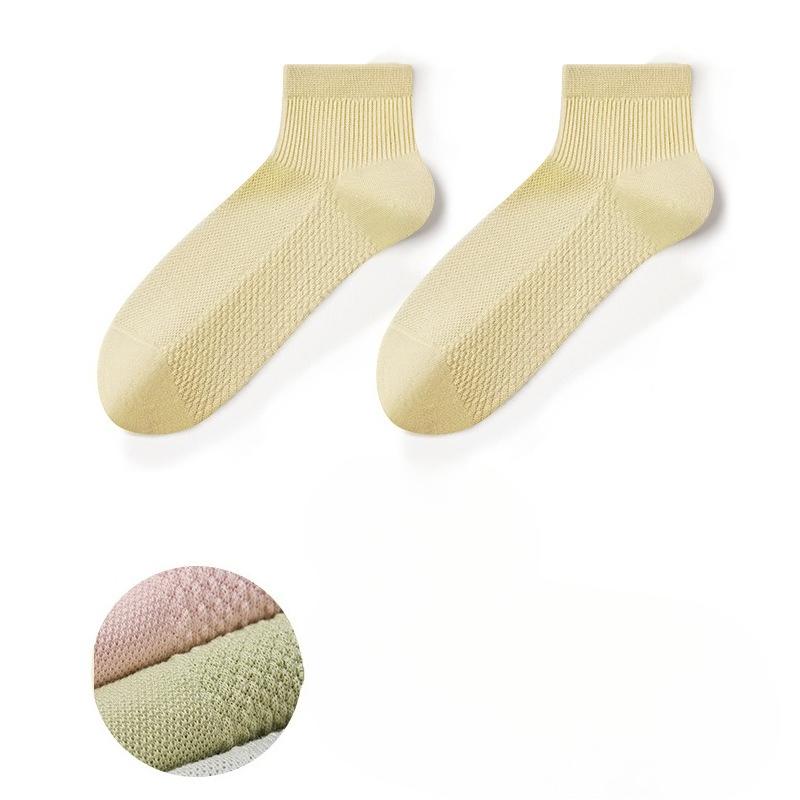 Reine Baumwolle Sommer Dünnes Netz Atmungsaktive Kurze Socken für Damen, Antibakteriell und Desodorierend, Reinweiße Nahtlose Socken