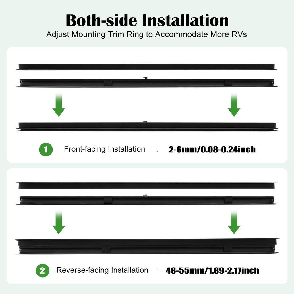 RV Sliding Window with Decorative Ring, Black 42x12x1.57in, RV Accessories, Travel Trailer Window, Camper Van Window Upgrade