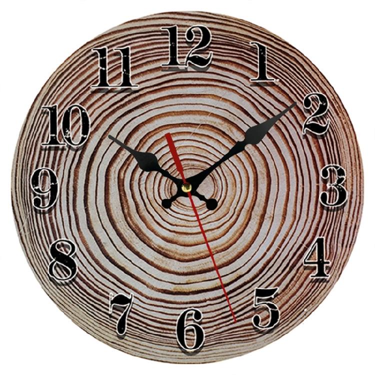 Vintage Wood Clock Hanging Wooden Ornament  Room Wall Decoration
