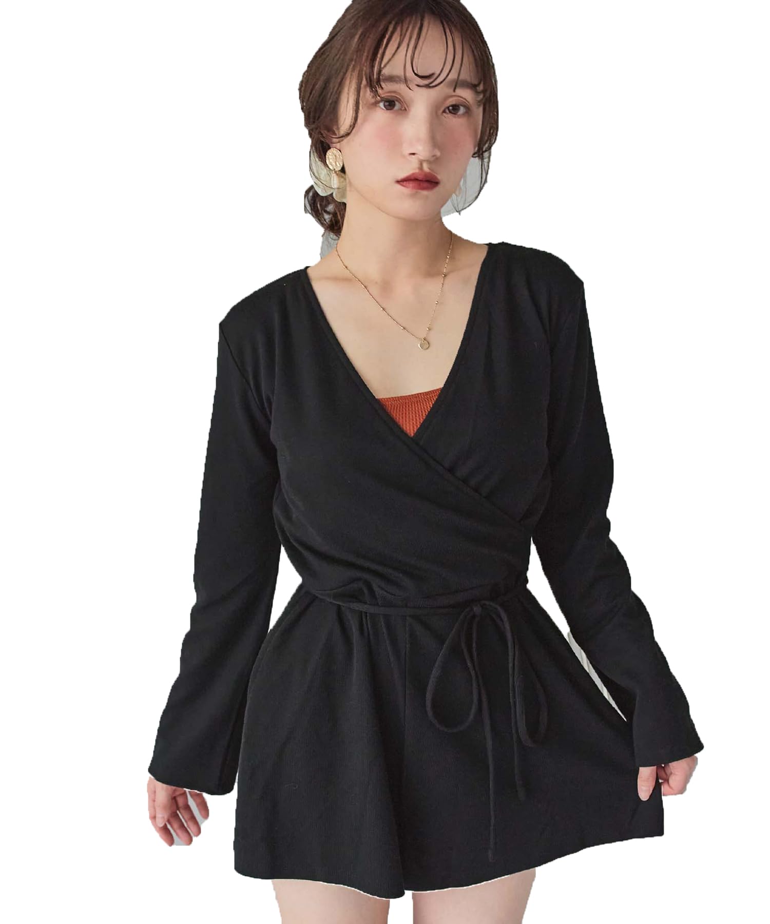 

Бесшовный тонкий рубчик Кэш-кёр цельный/Рашгард DBXM0466 Женский Маленький Черный