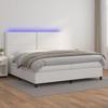 VidaXL Slat Bed Base with Mattress and LEDs, Upholstered Bed with Headboard, Double Bed, Adult Bedroom Bed, 3139344