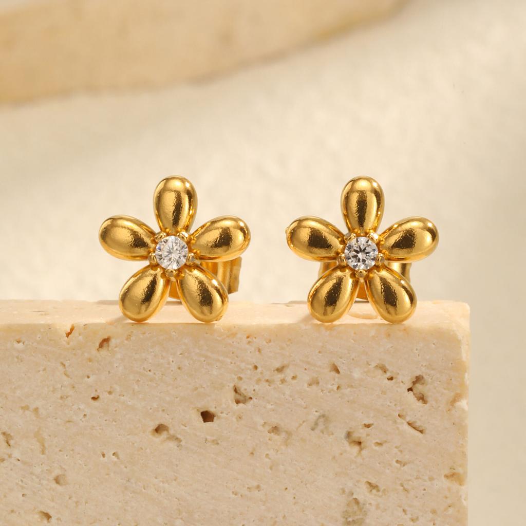 Vnox Kleine Süße Blasenblumen Ohrstecker für Damen Mädchen, Anti-Allergie Edelstahl Ohrschmuck, Zirkon Tägliche Ohrringe