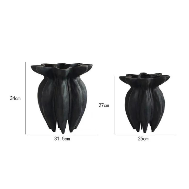 For Abstract Vase Black Jellyfish Petal Flower Pot Artistic Floral Arrangement Handicraft Flower Vase Home Decoration Accessorie