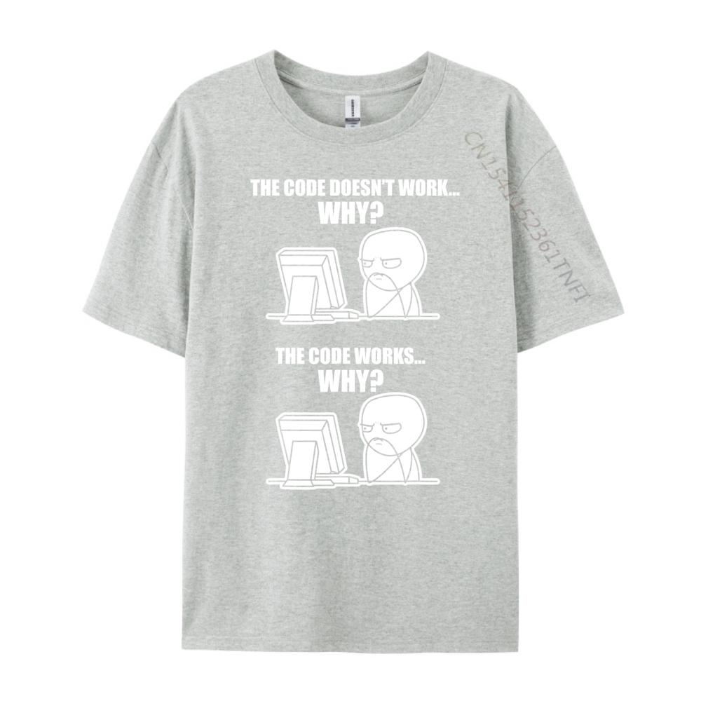 Rolig Programmerare Kod Fungerar Varför Meme Rosa Grafiska T-shirts Herrkläder Lyxig Designer Kortärmad T-shirt för Män Klassisk